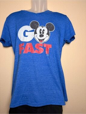 Fanatics Blue 'Go Fast' Mickey Graphic V-Neck Tee - Men's